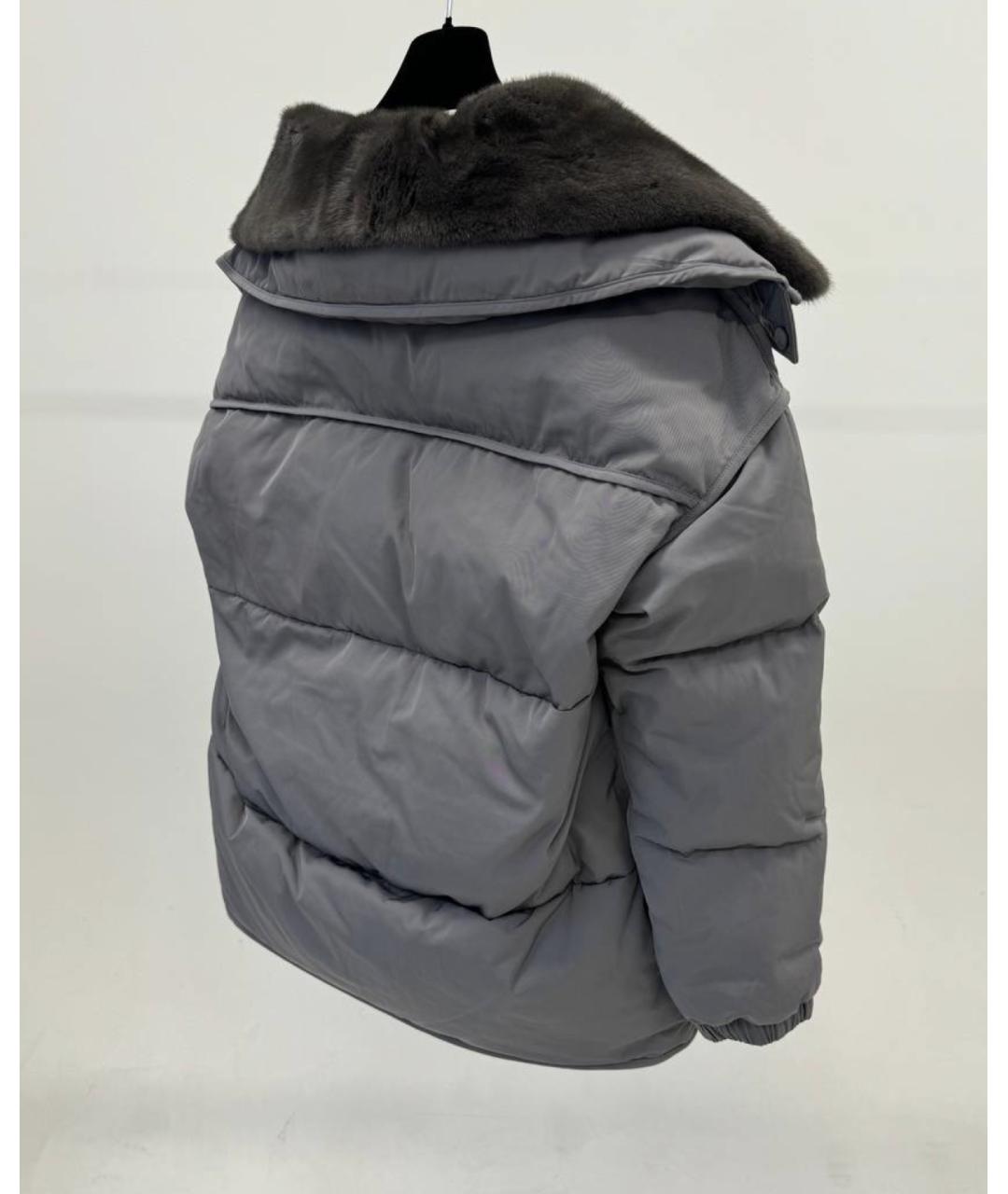 YVES SALOMON Серый полиэстеровый пуховик, фото 3
