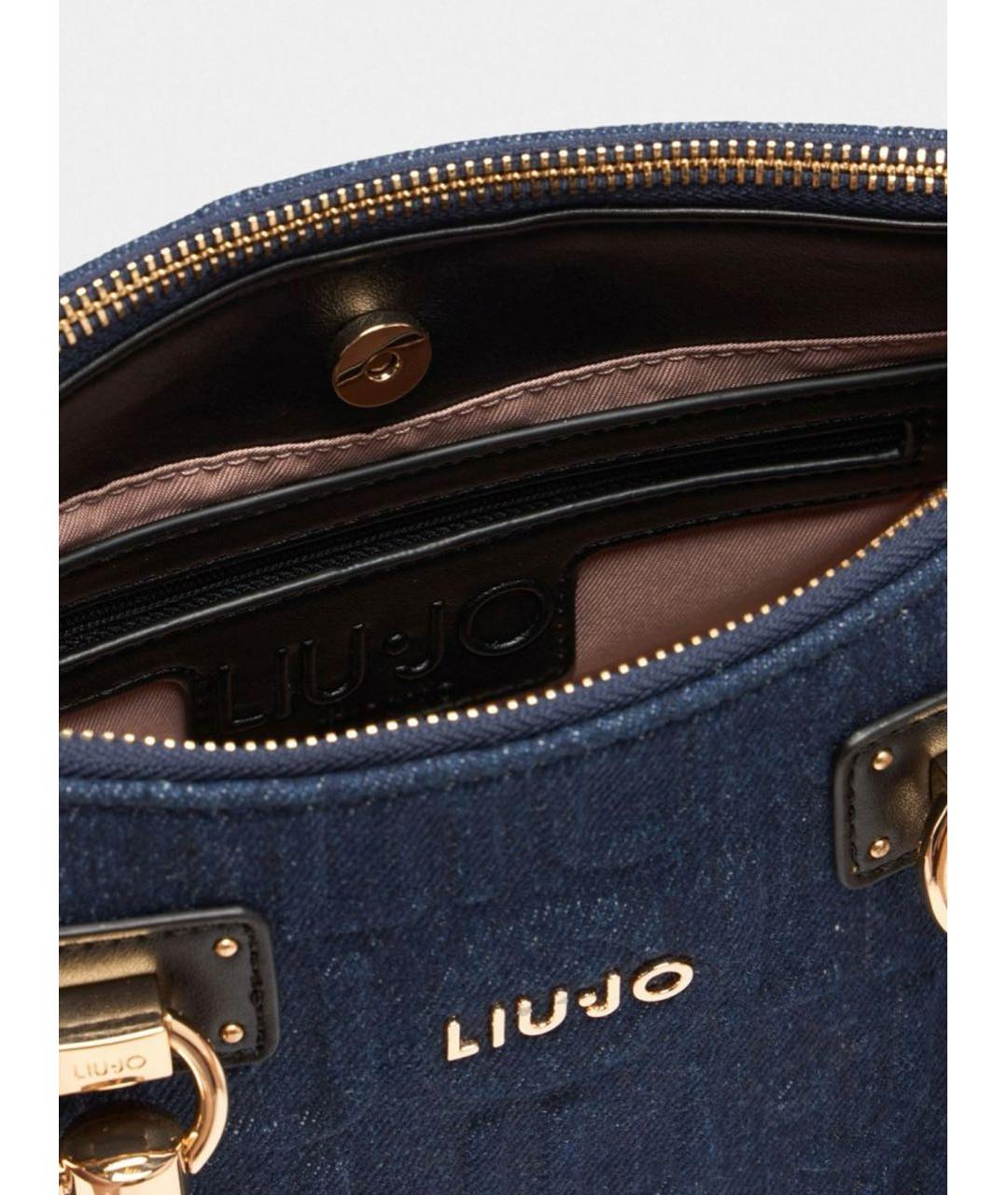 LIU JO Темно-синяя тканевая сумка с короткими ручками, фото 6