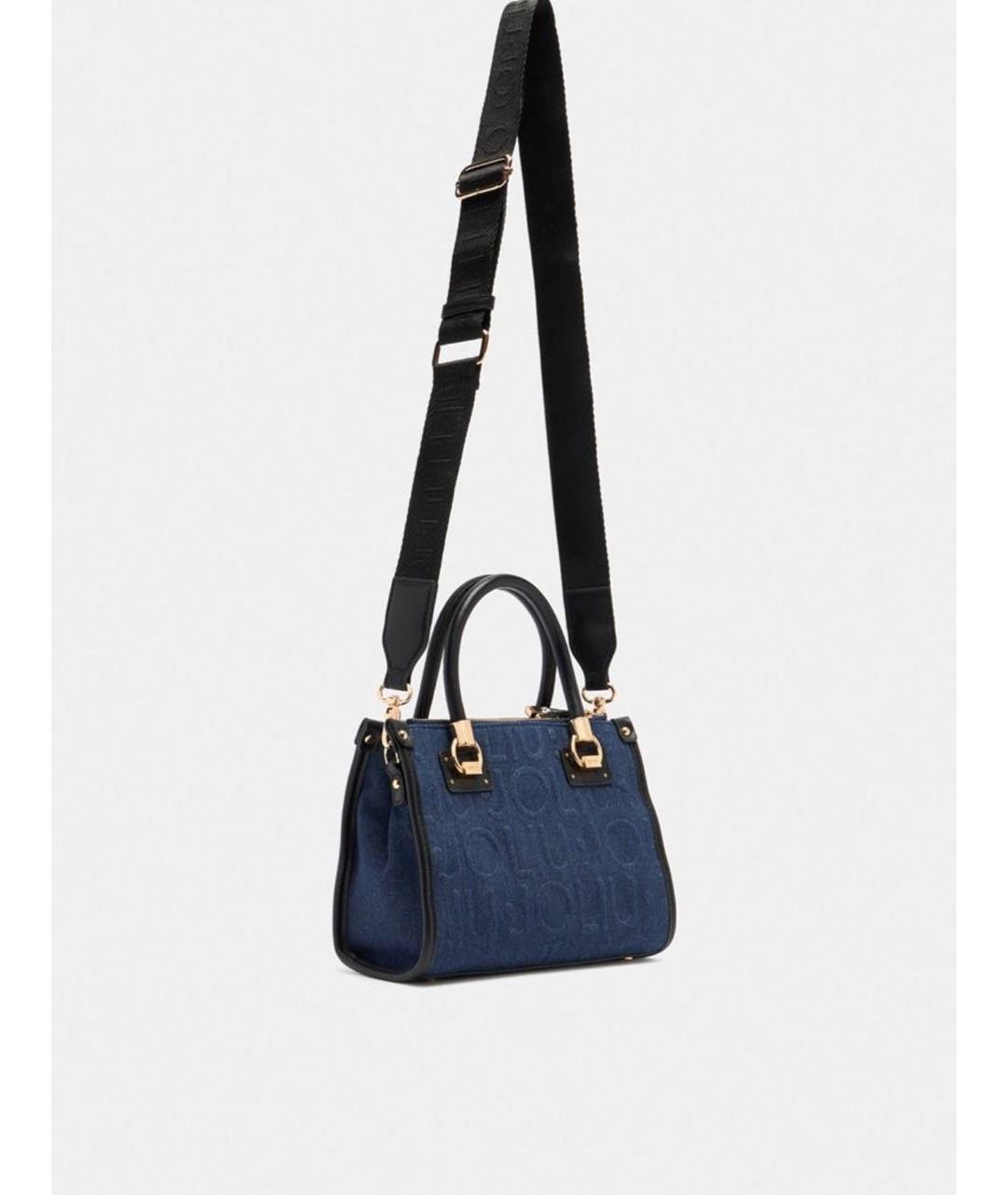 LIU JO Темно-синяя тканевая сумка с короткими ручками, фото 3
