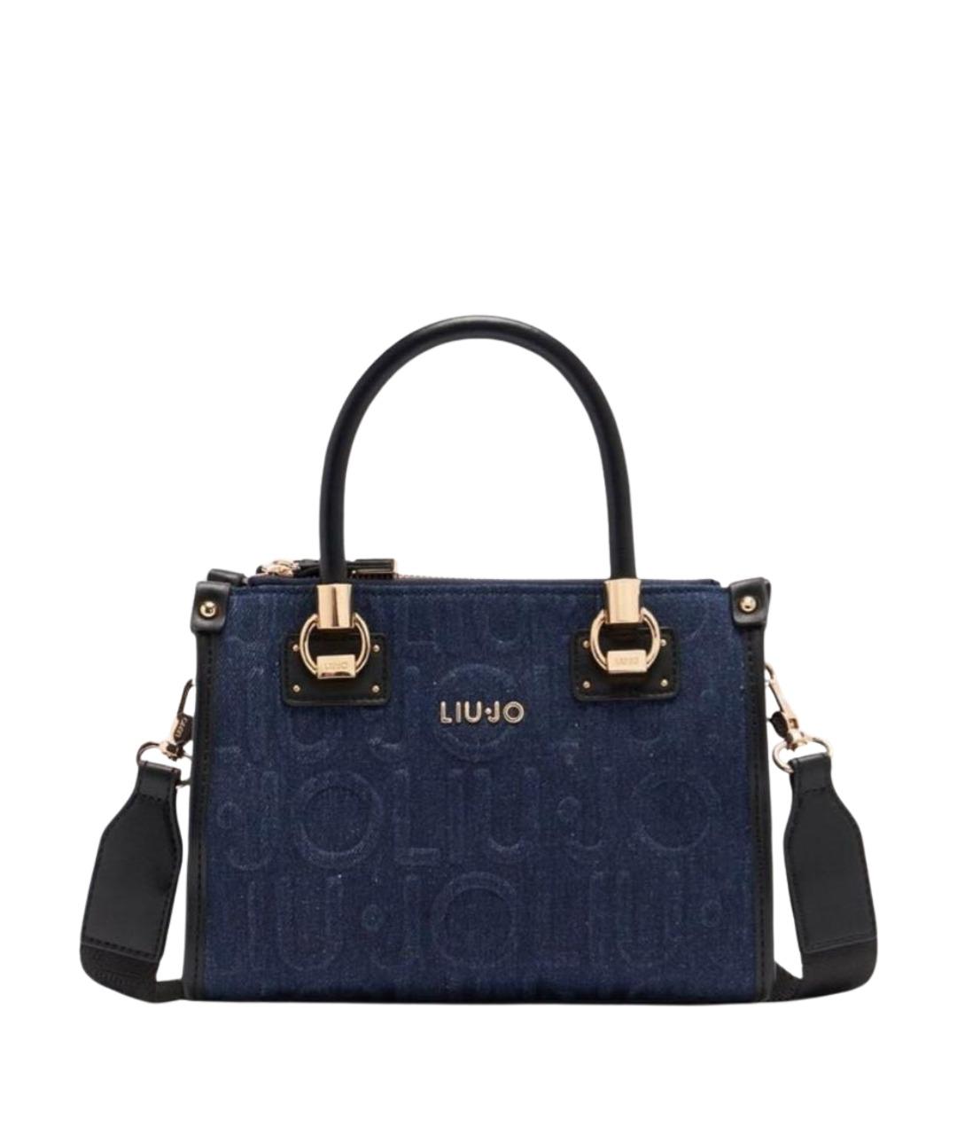 LIU JO Темно-синяя тканевая сумка с короткими ручками, фото 1