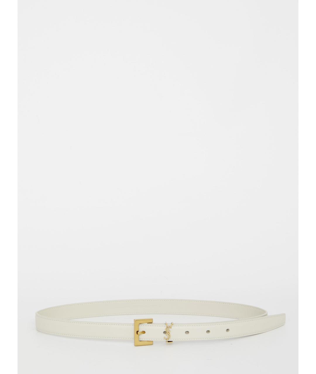 SAINT LAURENT Белый кожаный ремень, фото 3