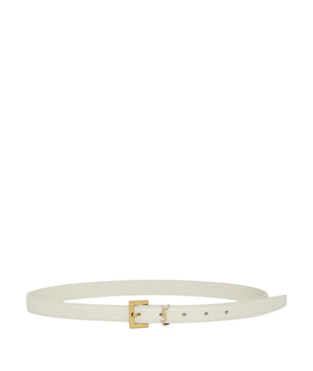 SAINT LAURENT Белый кожаный ремень, фото 1