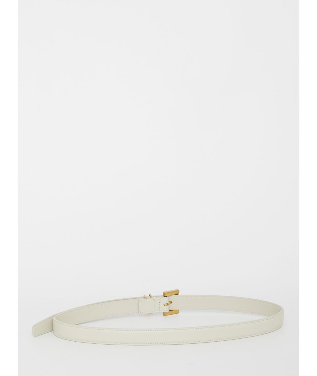 SAINT LAURENT Белый кожаный ремень, фото 2