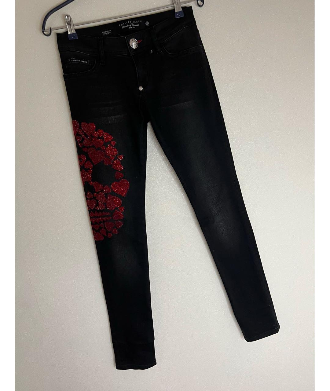 PHILIPP PLEIN Черные хлопко-эластановые джинсы слим, фото 9