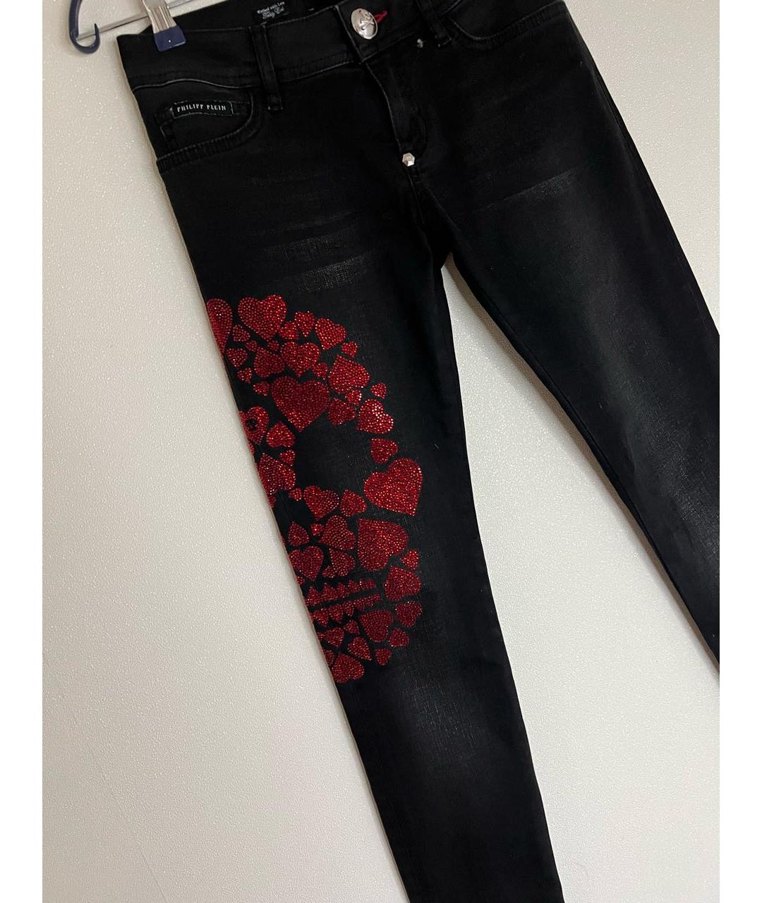 PHILIPP PLEIN Черные хлопко-эластановые джинсы слим, фото 5