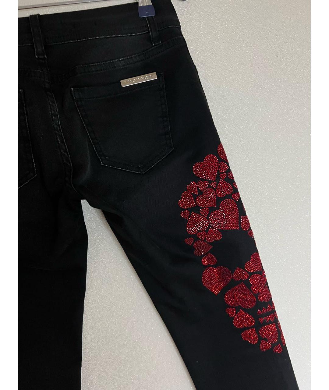 PHILIPP PLEIN Черные хлопко-эластановые джинсы слим, фото 7