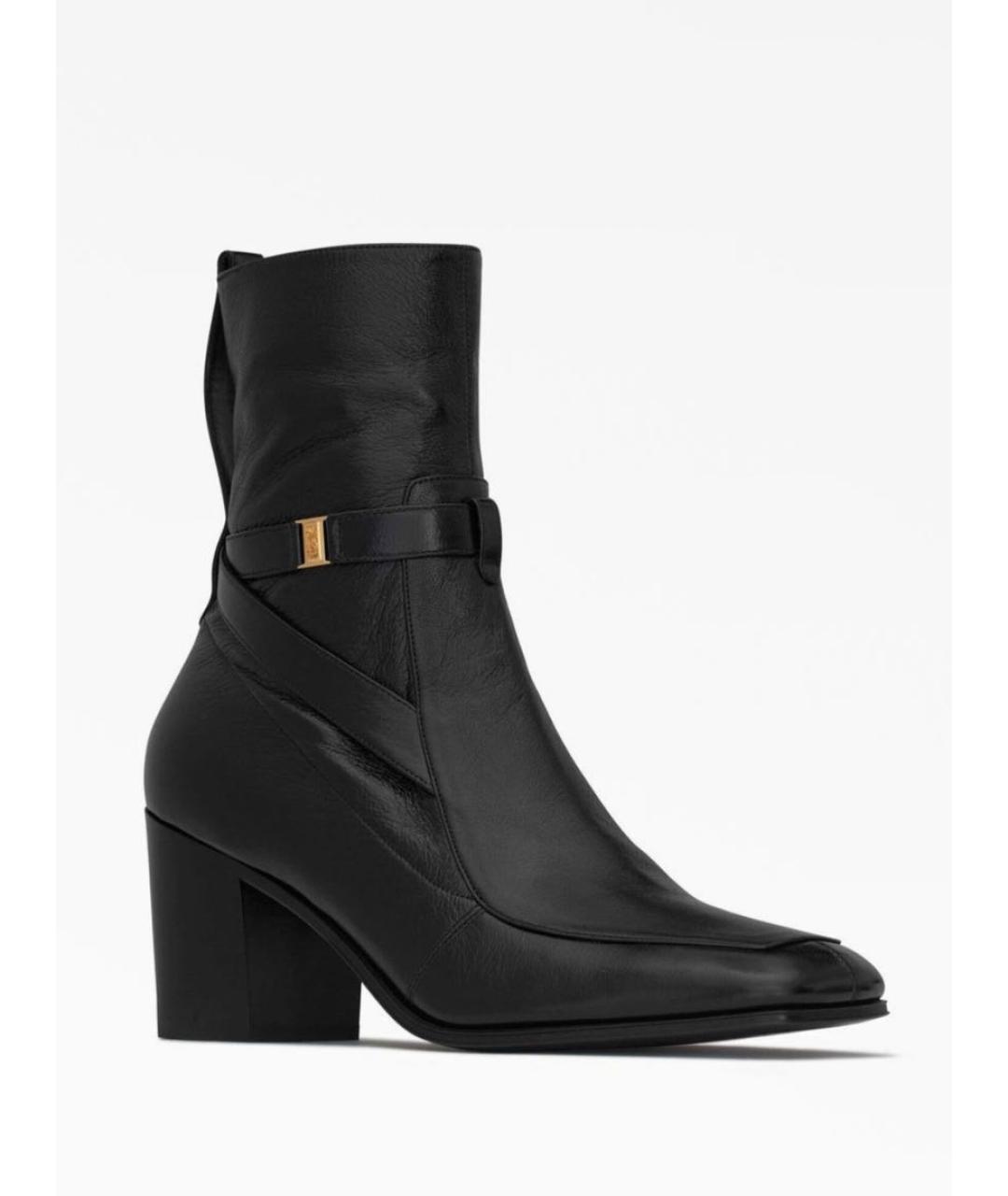 SAINT LAURENT Черные кожаные полусапоги, фото 4