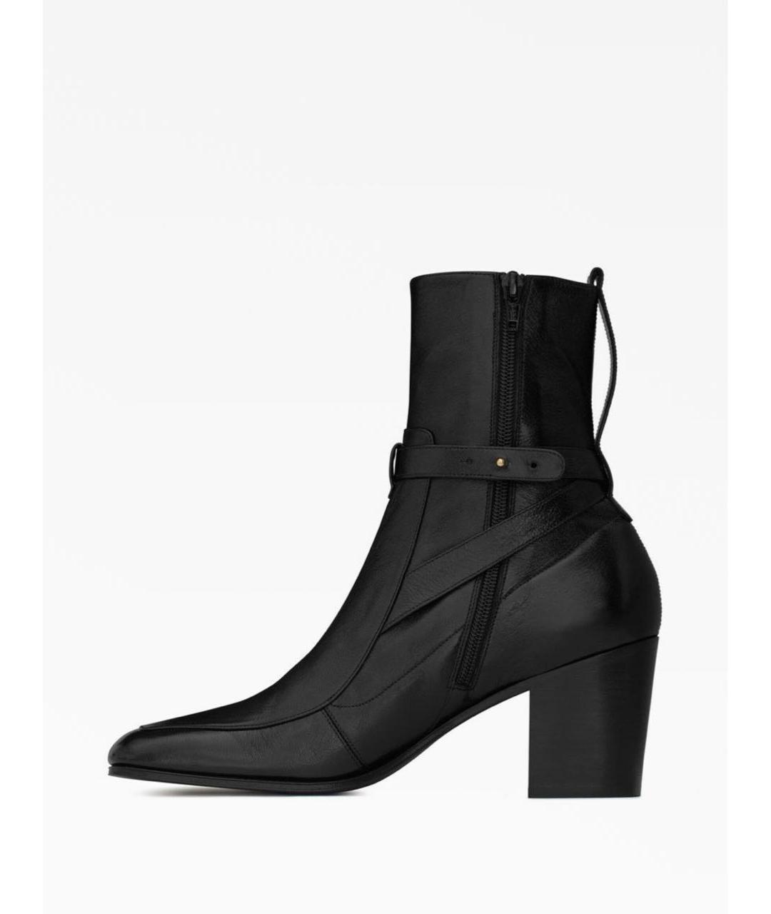 SAINT LAURENT Черные кожаные полусапоги, фото 2