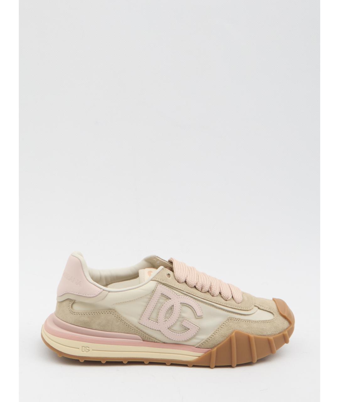 DOLCE&GABBANA Бежевые кожаные кроссовки, фото 6