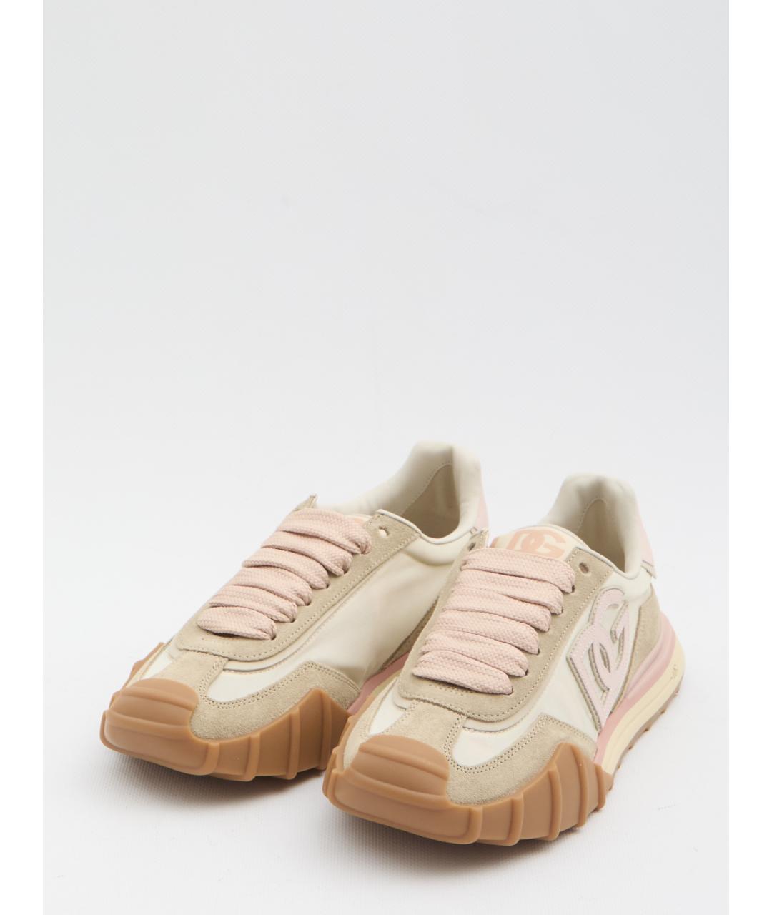 DOLCE&GABBANA Бежевые кожаные кроссовки, фото 2