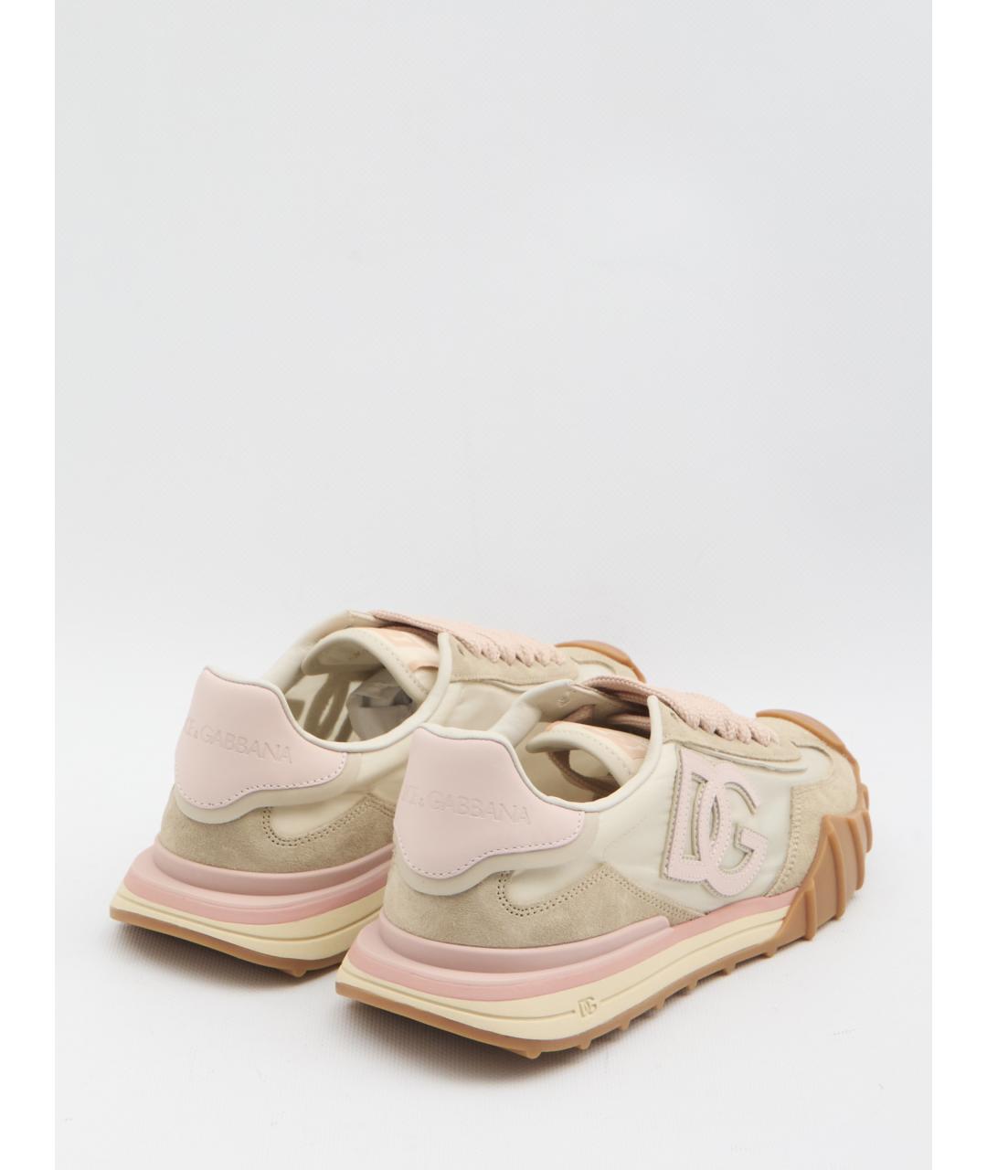 DOLCE&GABBANA Бежевые кожаные кроссовки, фото 3
