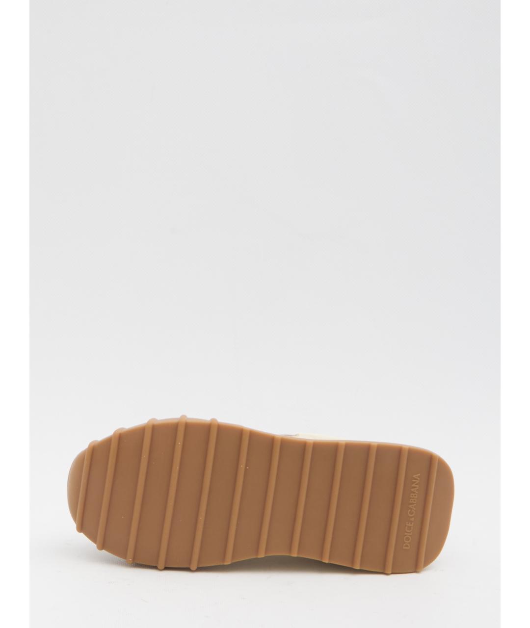 DOLCE&GABBANA Бежевые кожаные кроссовки, фото 4