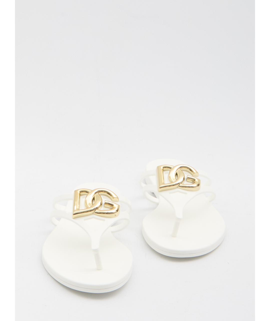 DOLCE&GABBANA Белые резиновые шлепанцы, фото 5