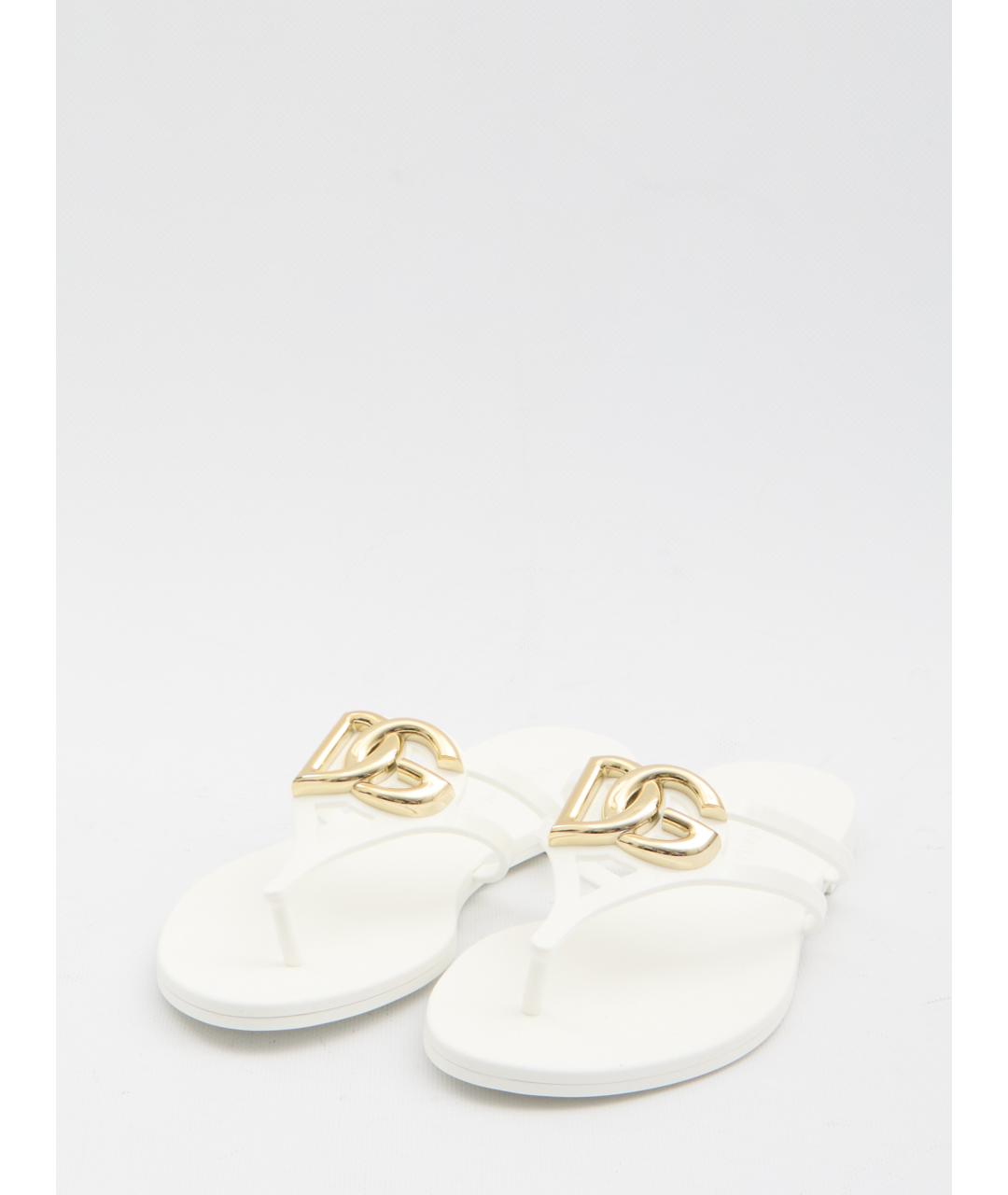 DOLCE&GABBANA Белые резиновые шлепанцы, фото 2