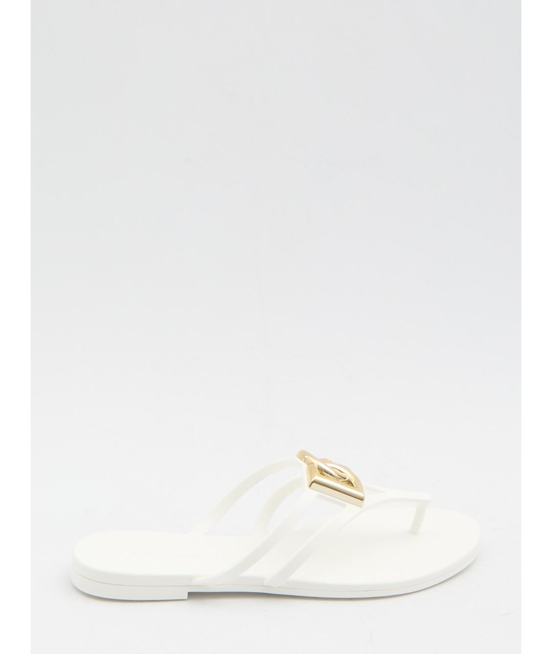 DOLCE&GABBANA Белые резиновые шлепанцы, фото 6