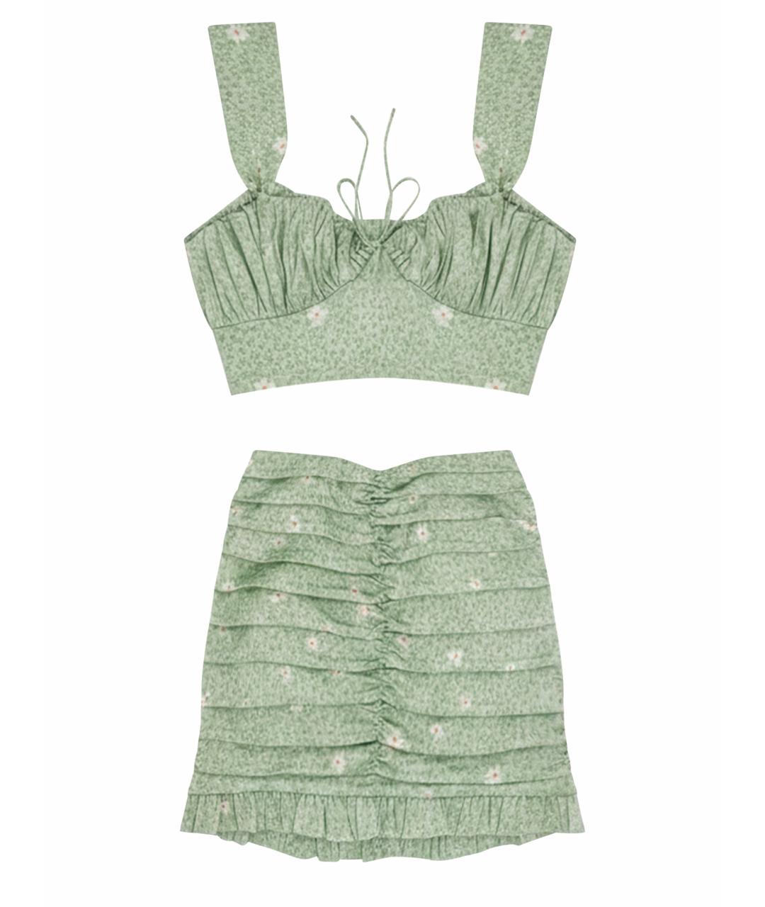 FOR LOVE AND LEMONS Салатовый полиэстеровый костюм с юбками, фото 1