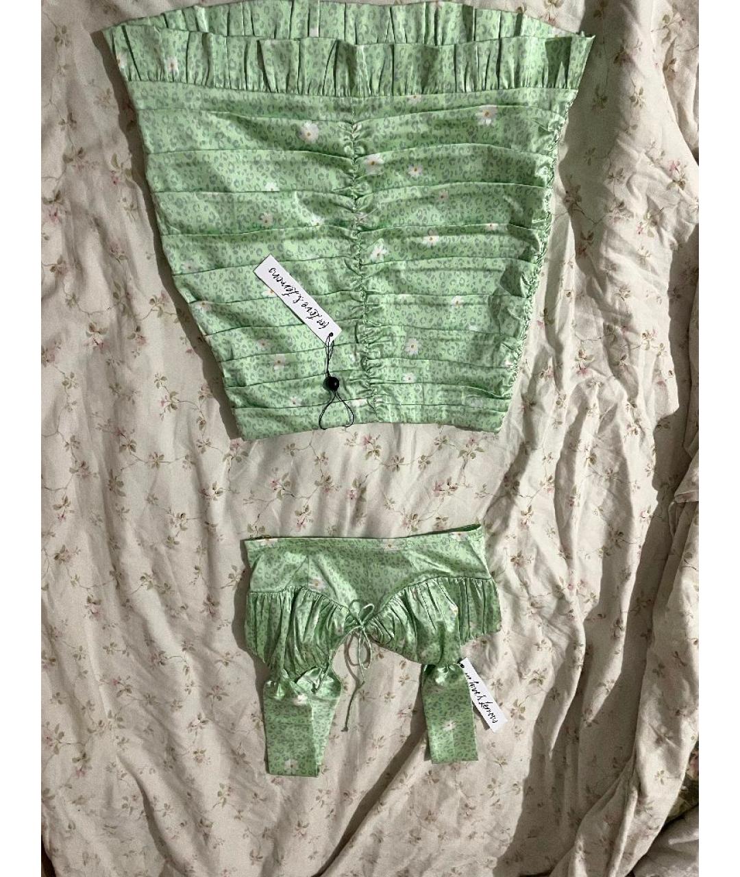 FOR LOVE AND LEMONS Салатовый полиэстеровый костюм с юбками, фото 7