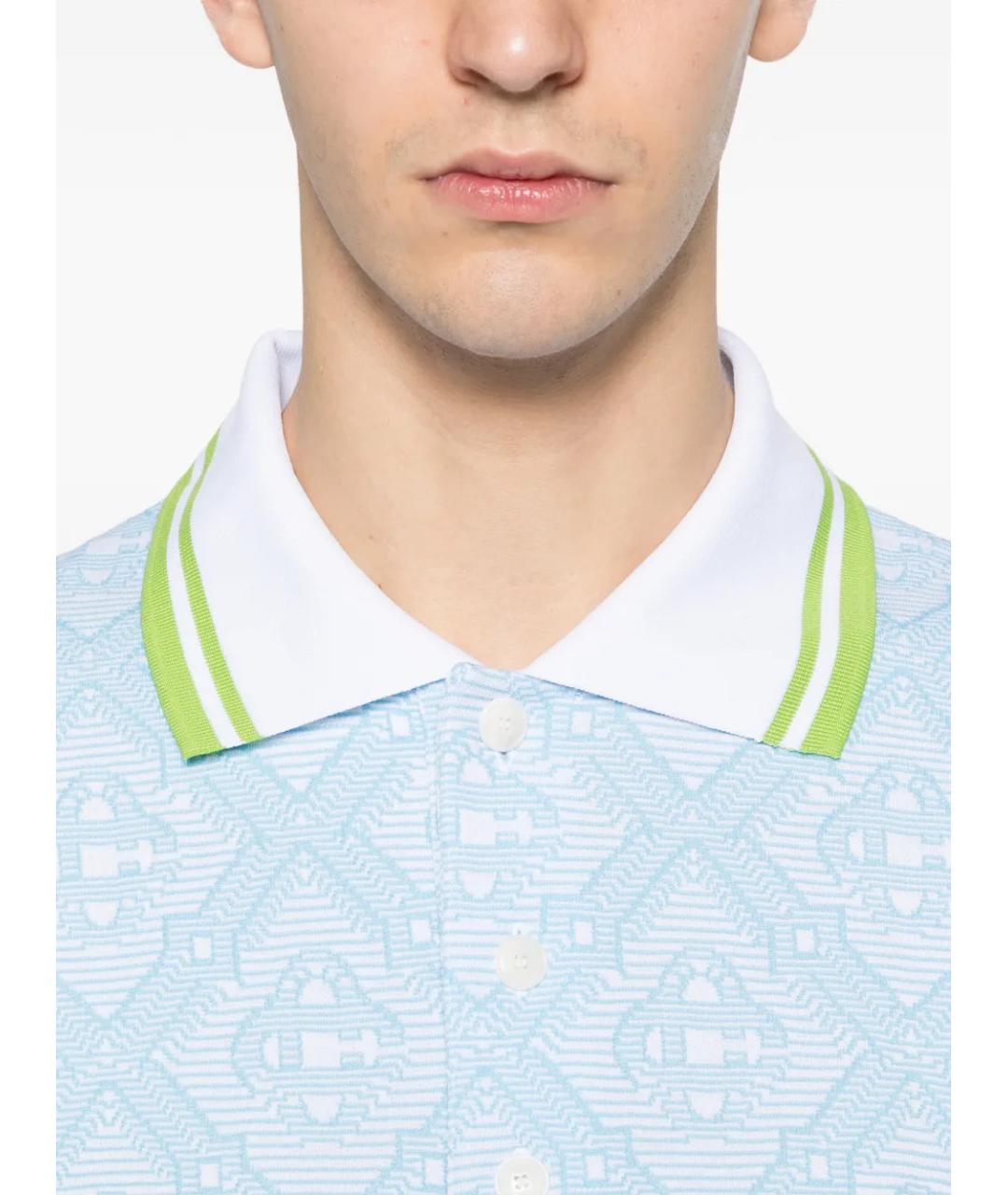 CASABLANCA Голубое хлопковое поло с коротким рукавом, фото 5