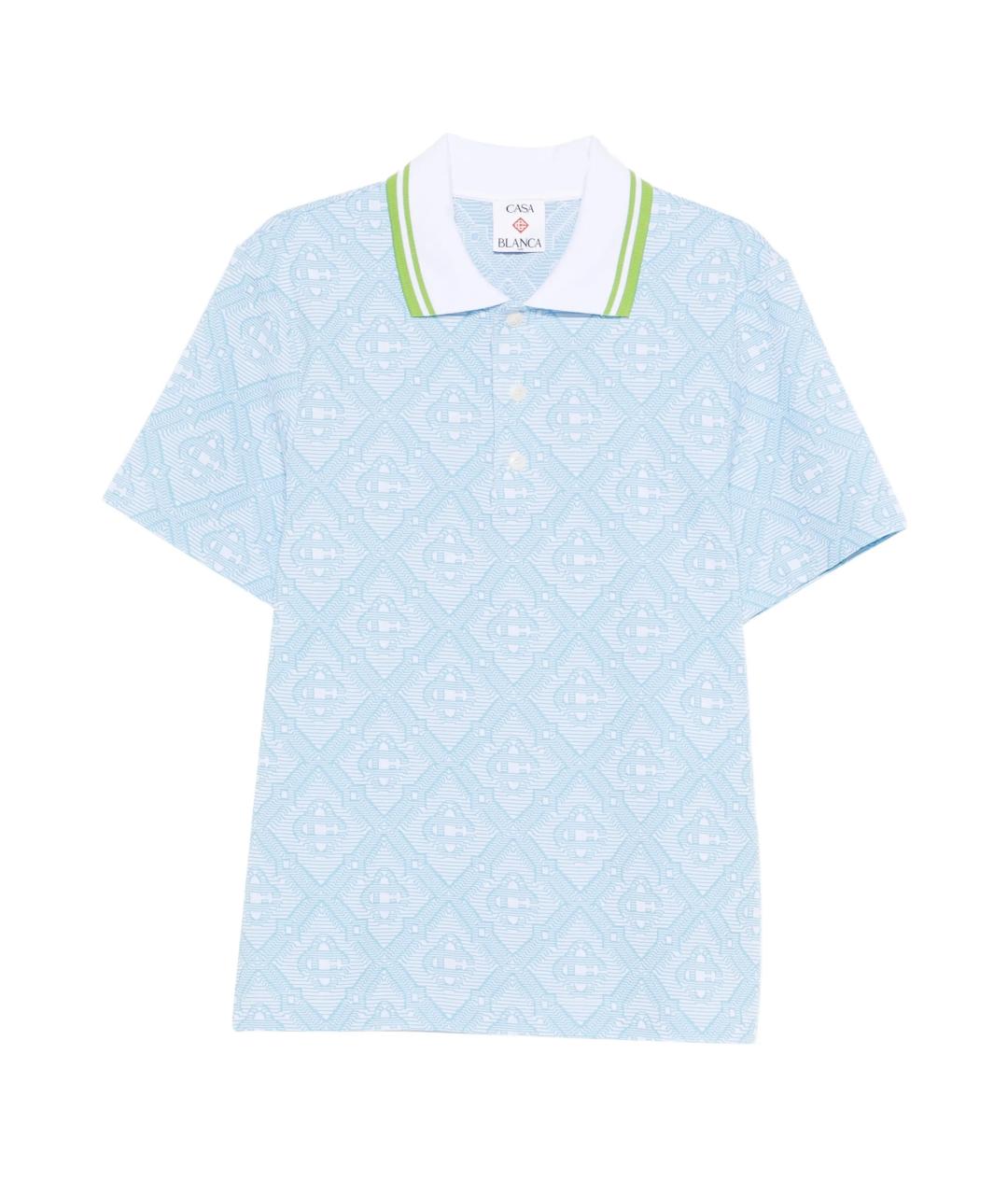 CASABLANCA Голубое хлопковое поло с коротким рукавом, фото 1