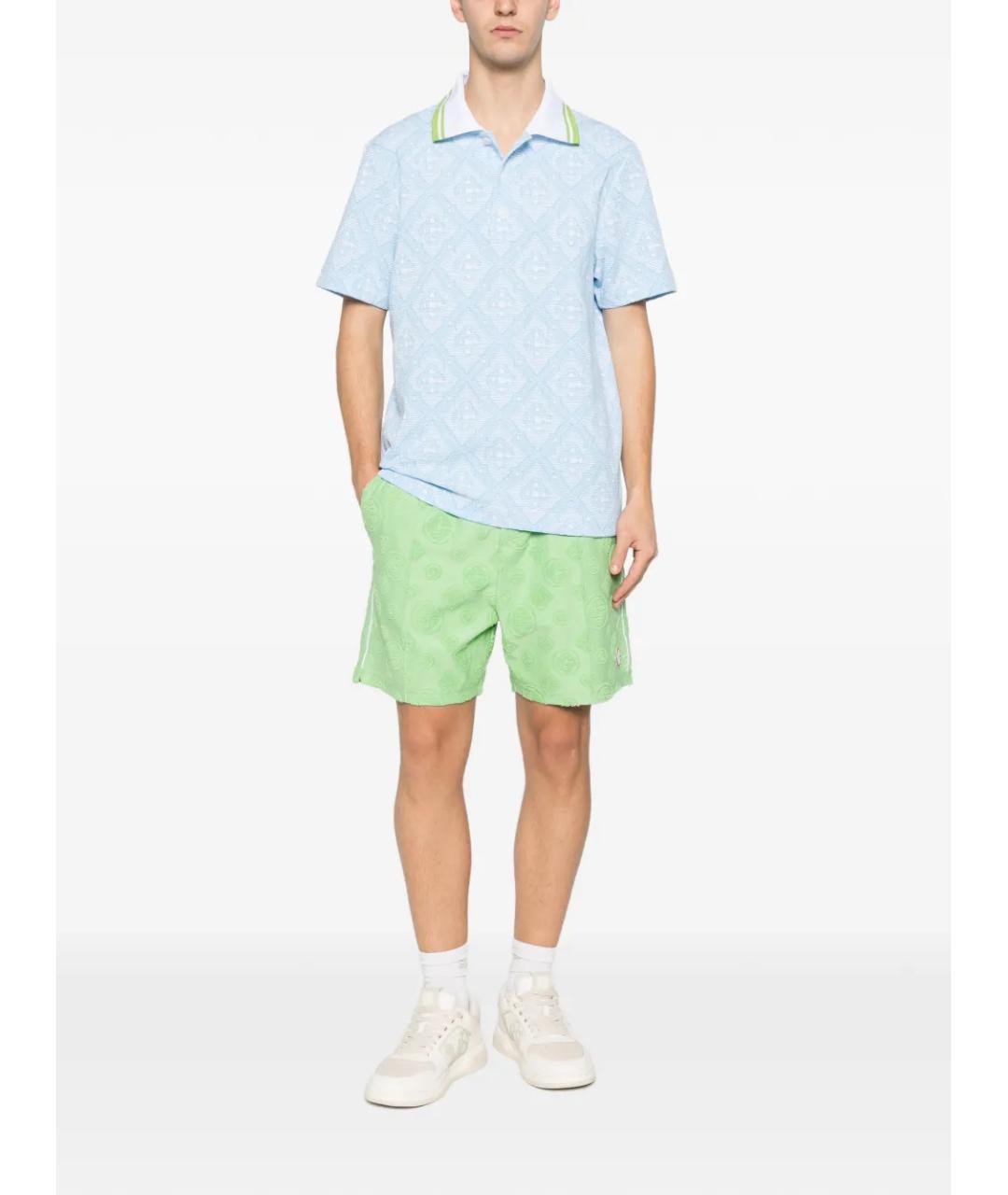 CASABLANCA Голубое хлопковое поло с коротким рукавом, фото 2