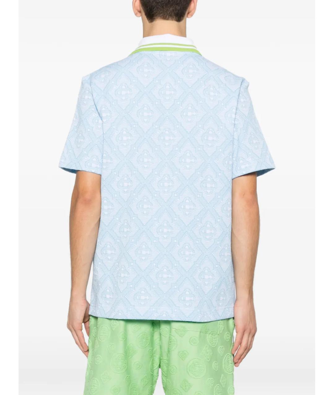 CASABLANCA Голубое хлопковое поло с коротким рукавом, фото 4