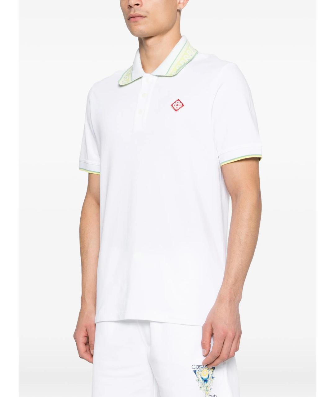 CASABLANCA Белое хлопковое поло с коротким рукавом, фото 3