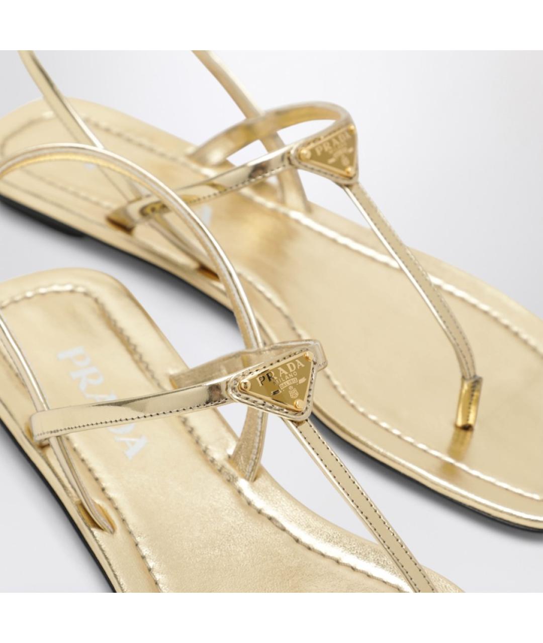 PRADA Золотые кожаные сандалии, фото 5