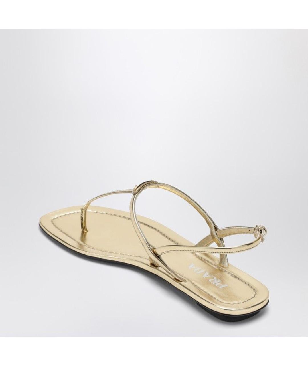 PRADA Золотые кожаные сандалии, фото 3