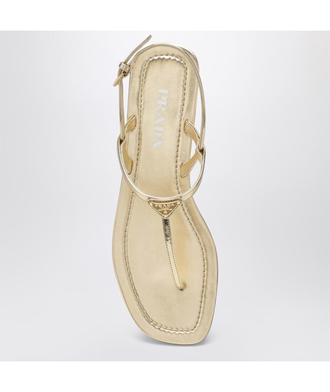 PRADA Золотые кожаные сандалии, фото 4