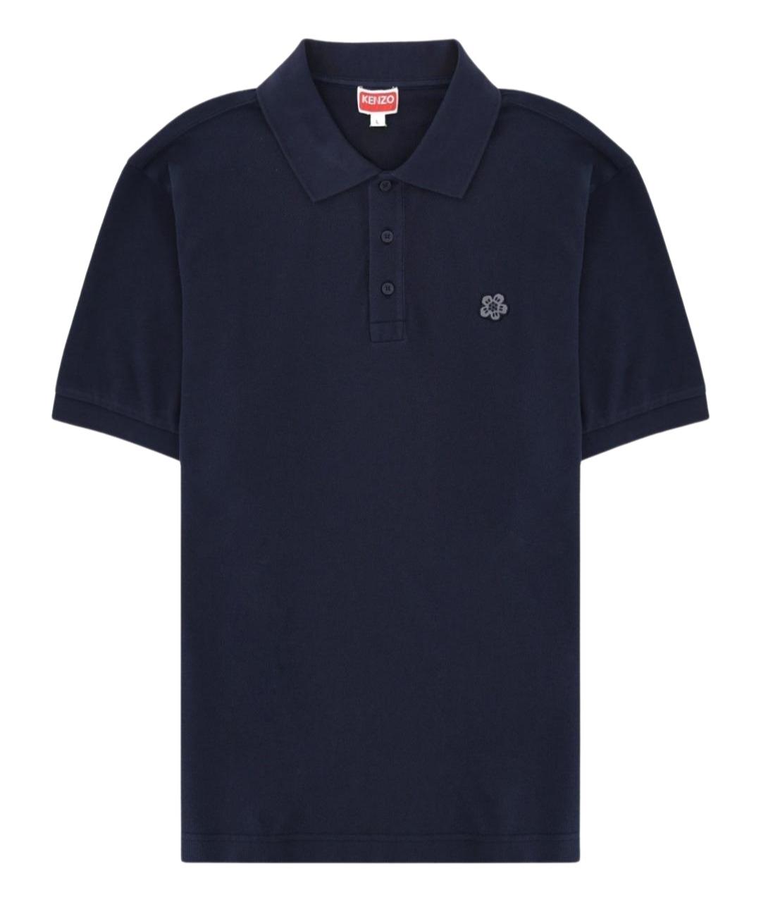 KENZO Темно-синее хлопковое поло с коротким рукавом, фото 3
