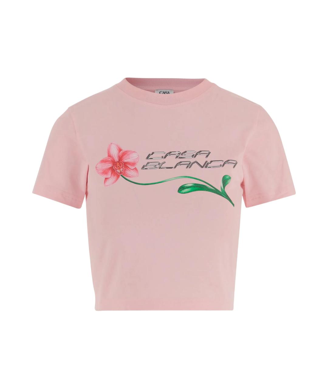 CASABLANCA Розовая хлопковая футболка, фото 1