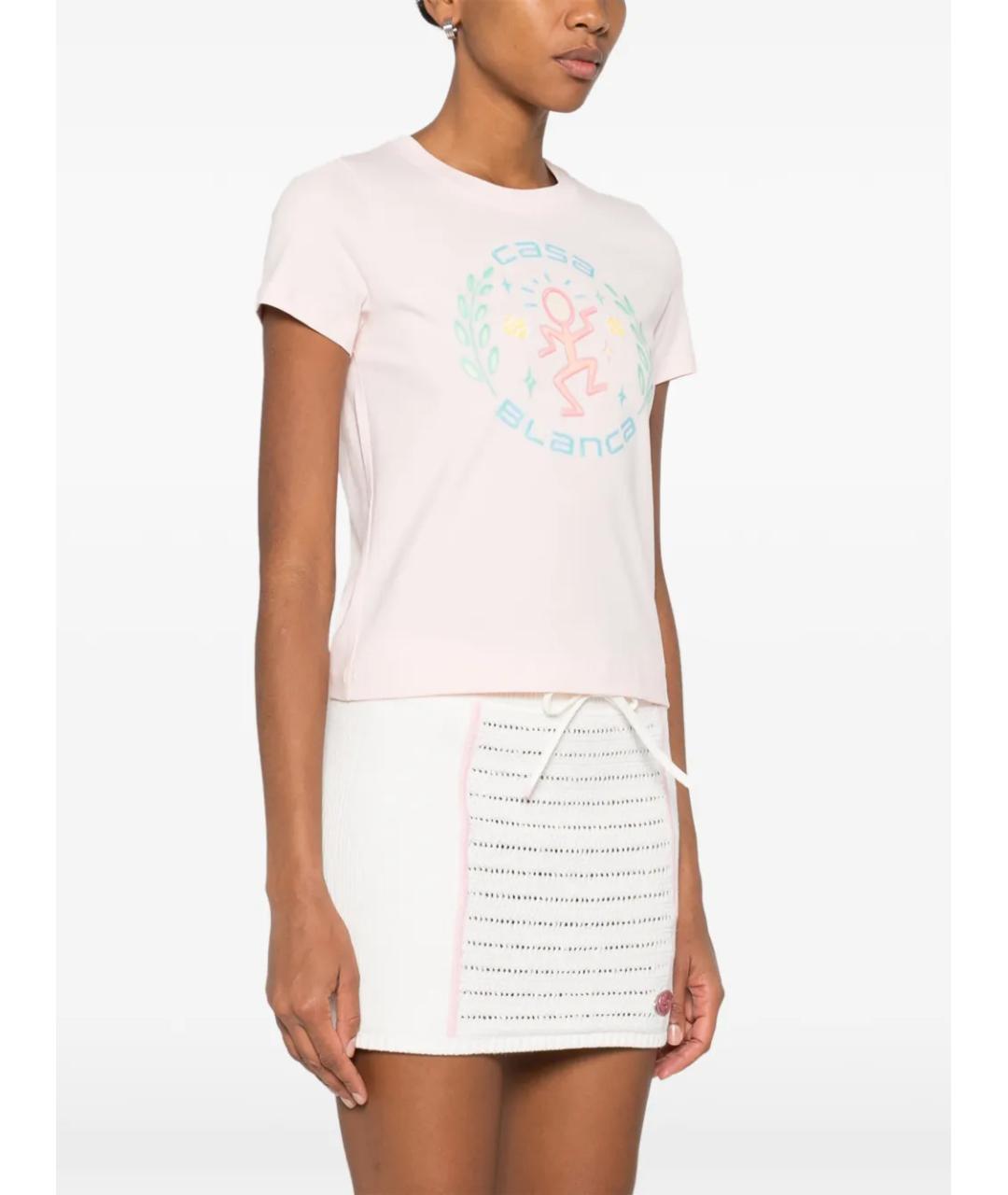 CASABLANCA Розовая хлопковая футболка, фото 3