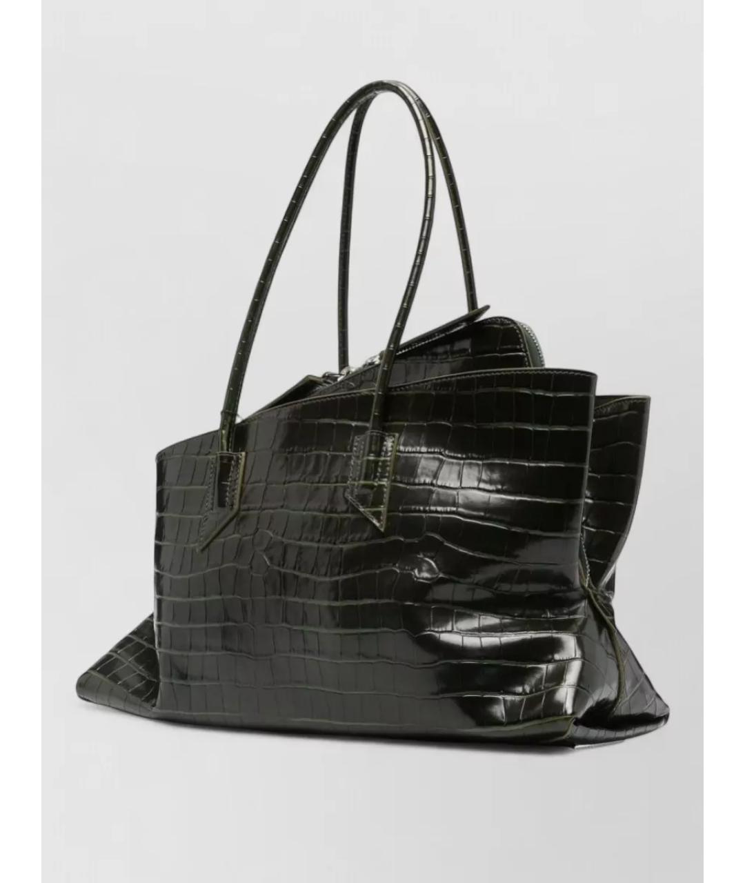 THE ATTICO Зеленая кожаная сумка тоут, фото 4