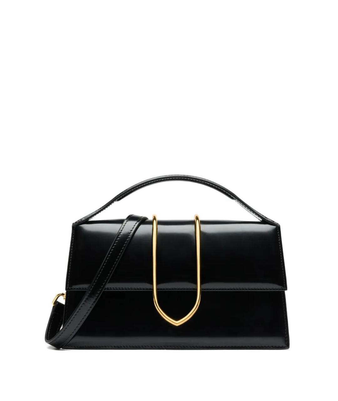 JACQUEMUS Черная сумка тоут из лакированной кожи, фото 1
