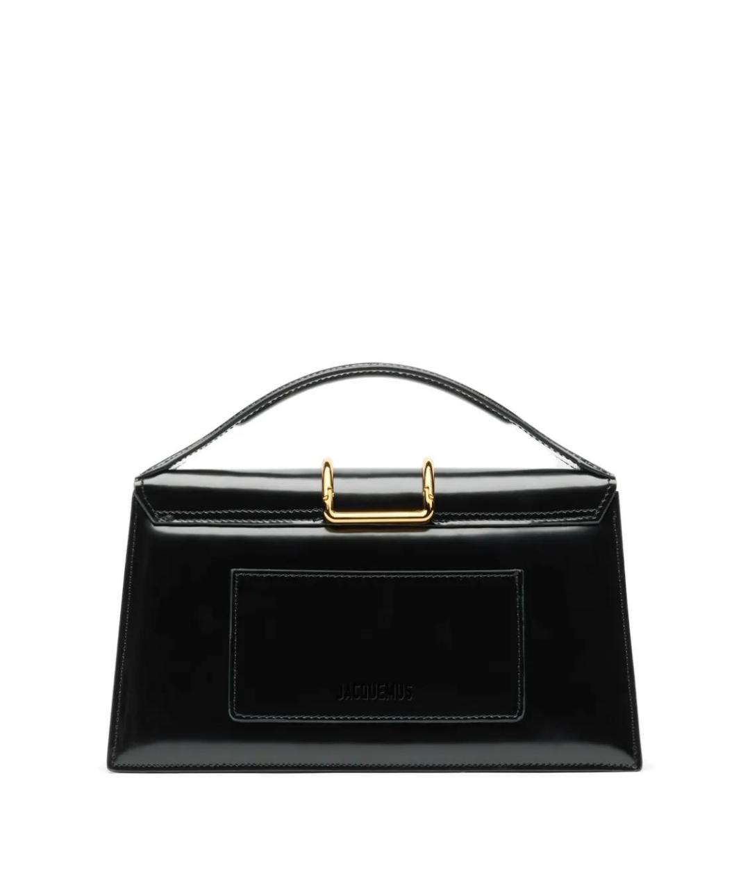 JACQUEMUS Черная сумка тоут из лакированной кожи, фото 3