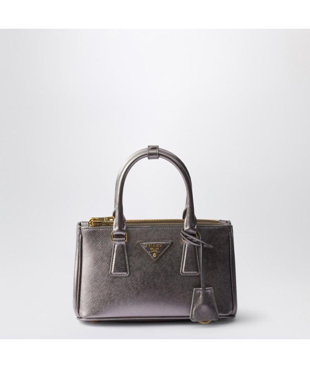 PRADA Серая кожаная сумка тоут, фото 3