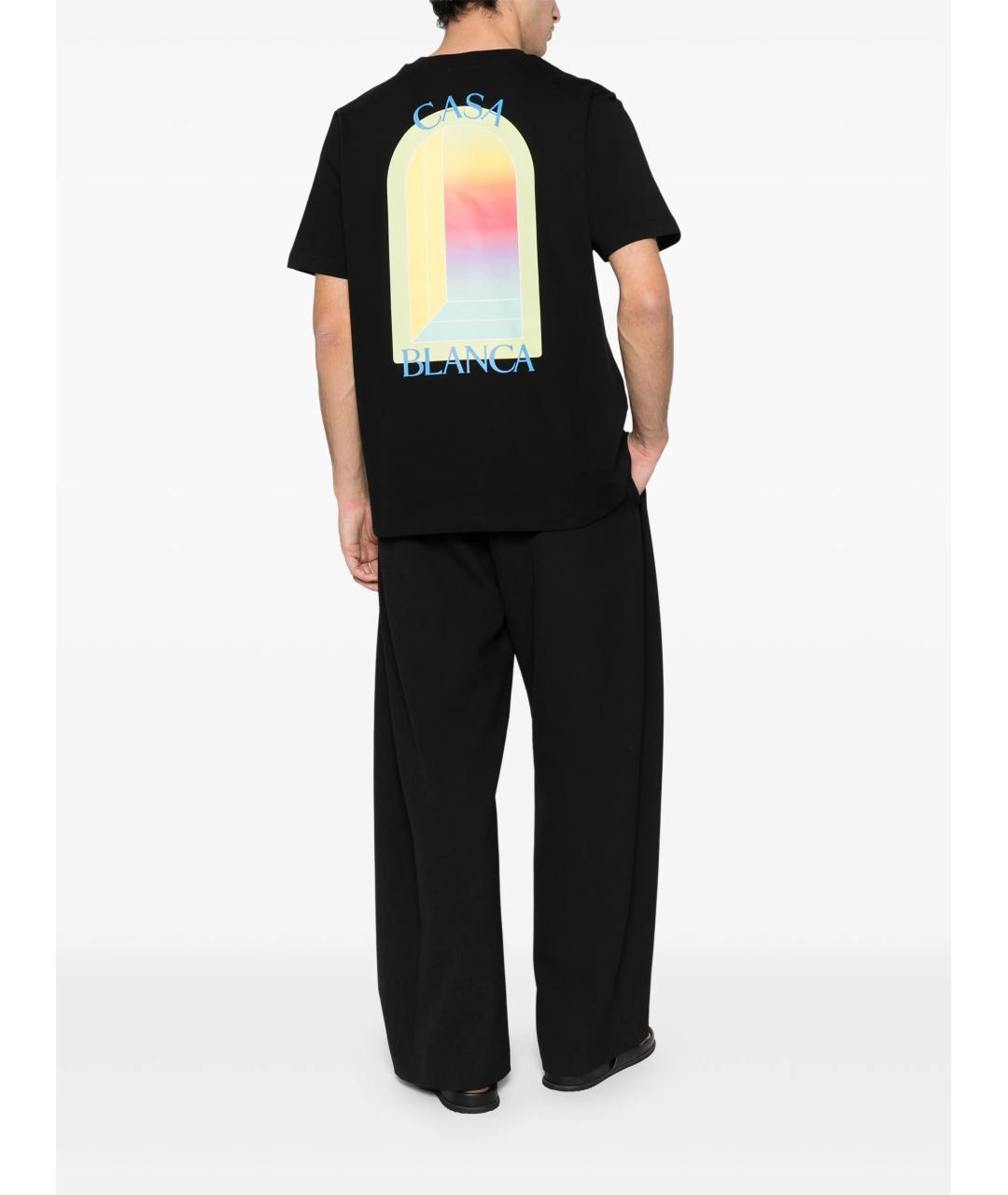 CASABLANCA Черная хлопковая футболка, фото 2