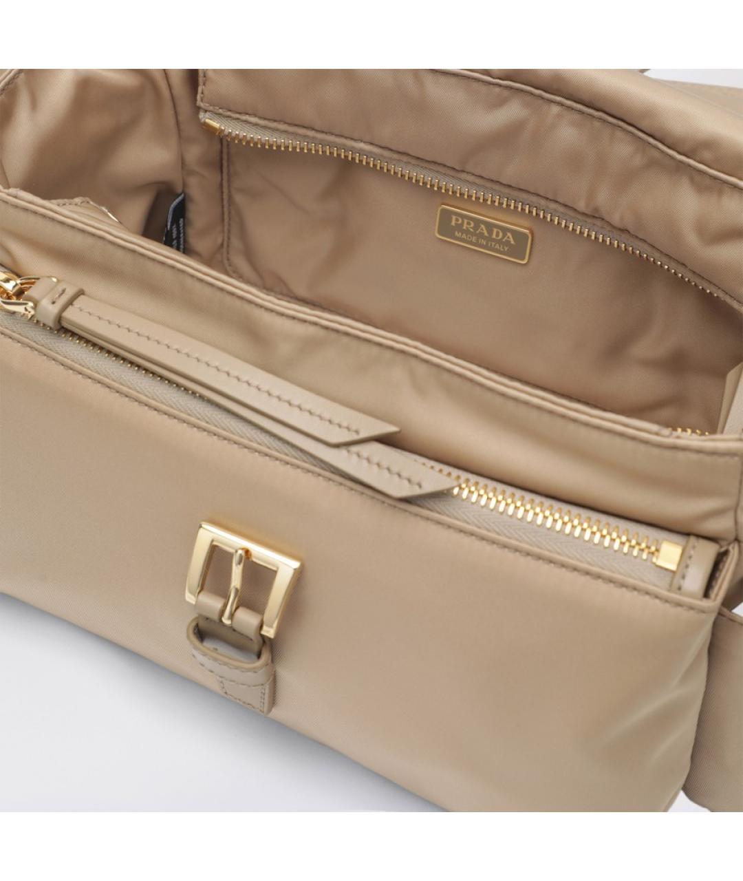 PRADA Бежевая тканевая сумка через плечо, фото 4