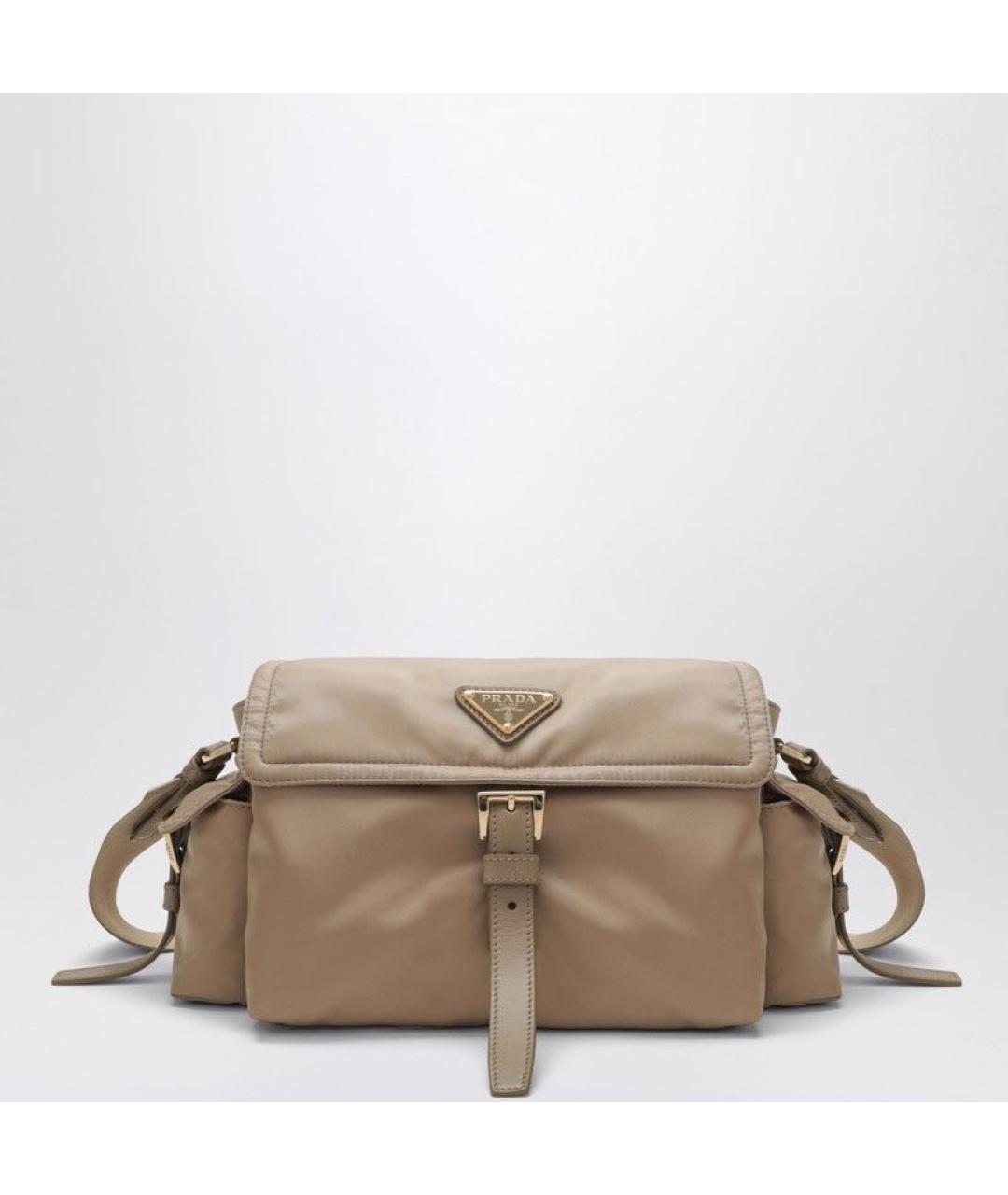 PRADA Бежевая тканевая сумка через плечо, фото 6