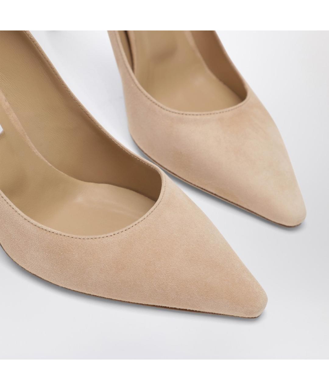 JIMMY CHOO Бежевые замшевые туфли, фото 5