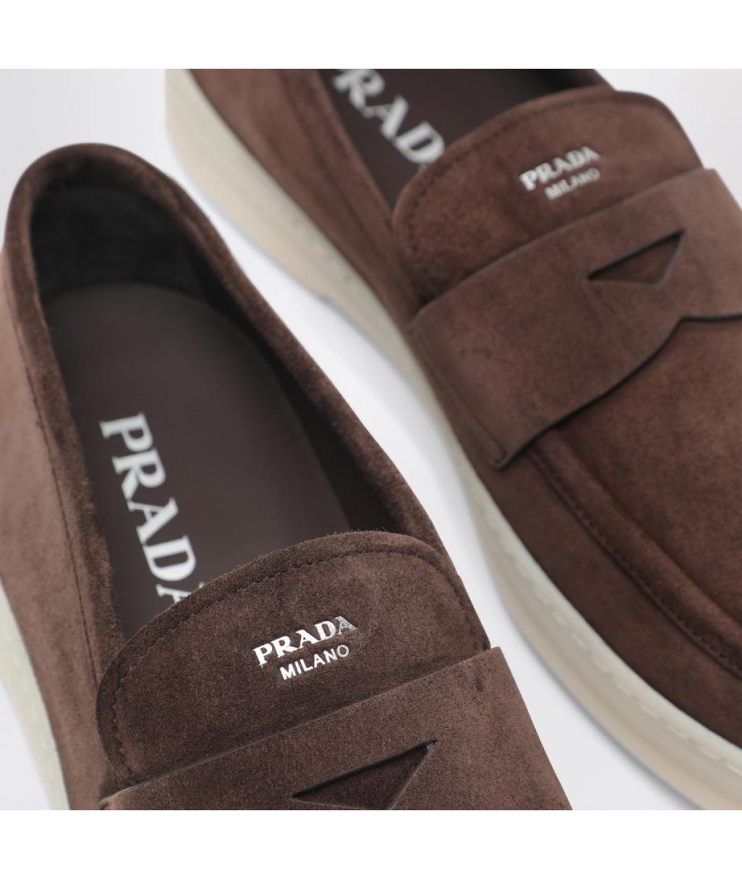 PRADA Коричневые замшевые лоферы, фото 5