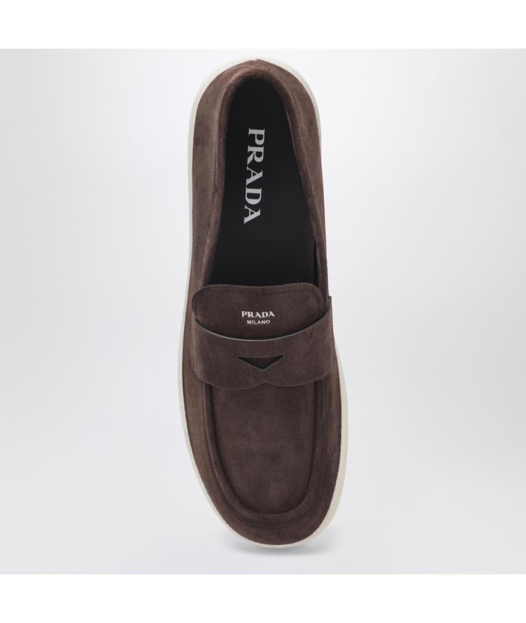 PRADA Коричневые замшевые лоферы, фото 4