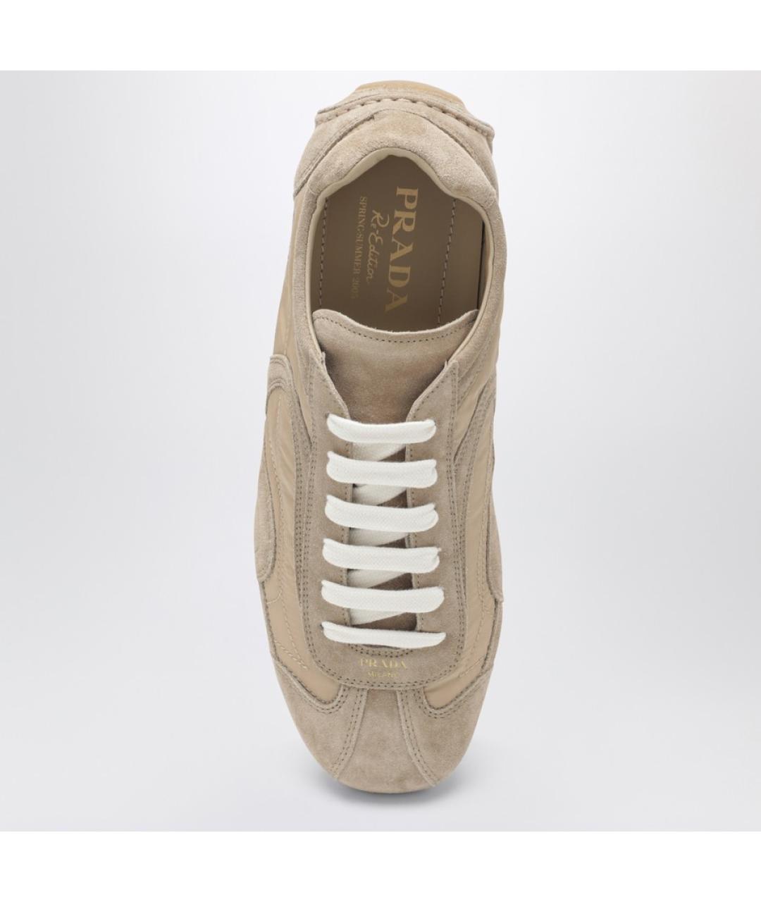 PRADA Бежевые замшевые кроссовки, фото 4