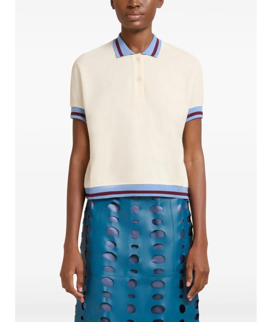 MARNI Бежевая хлопковая футболка, фото 4