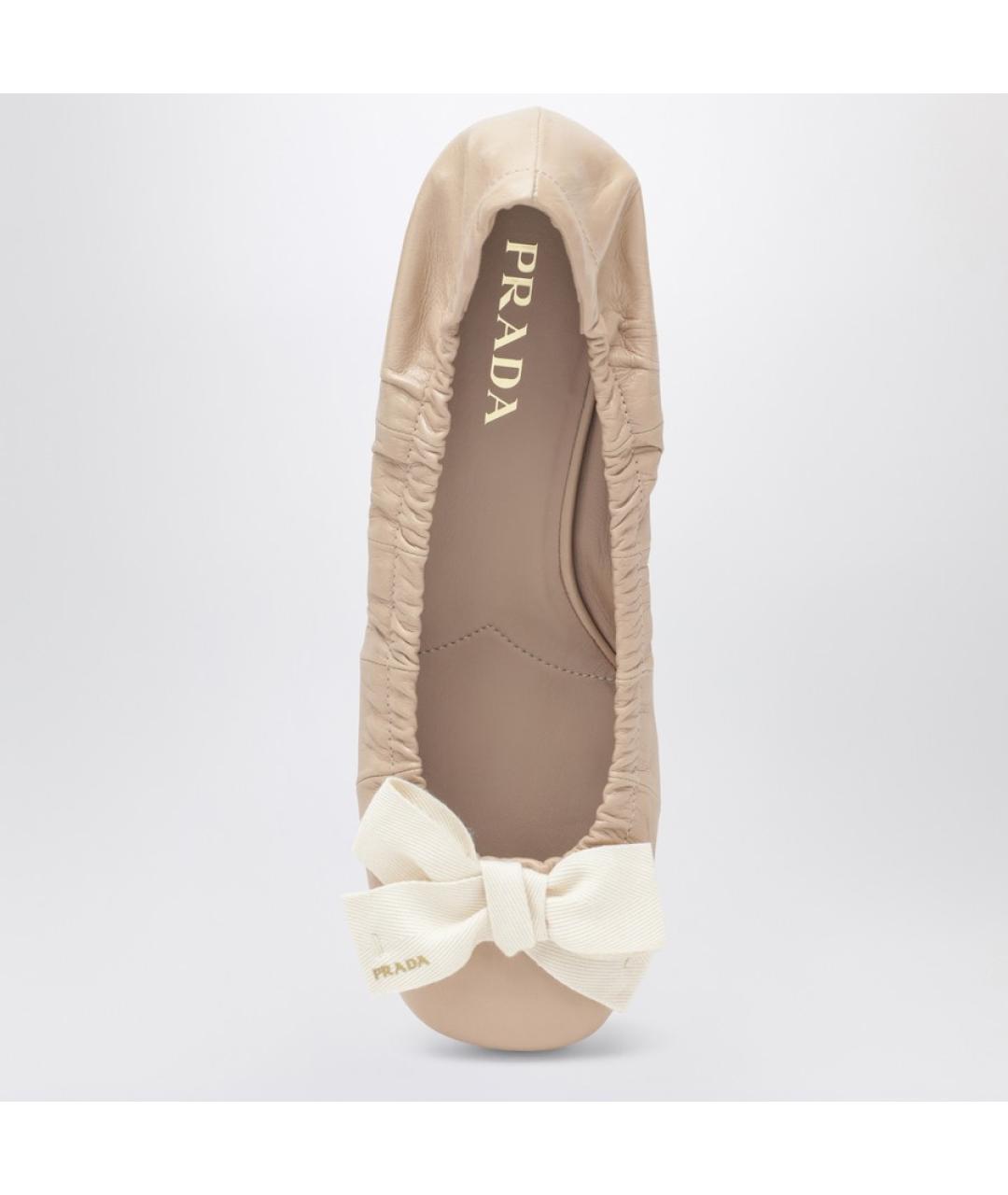 PRADA Бежевые кожаные балетки, фото 4