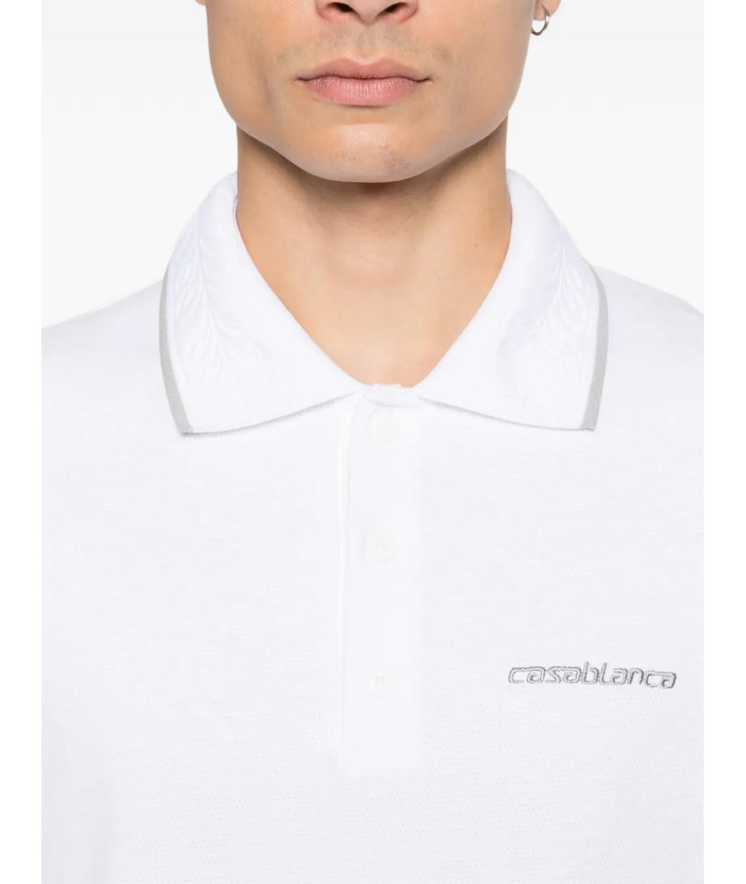 CASABLANCA Белое хлопковое поло с коротким рукавом, фото 5