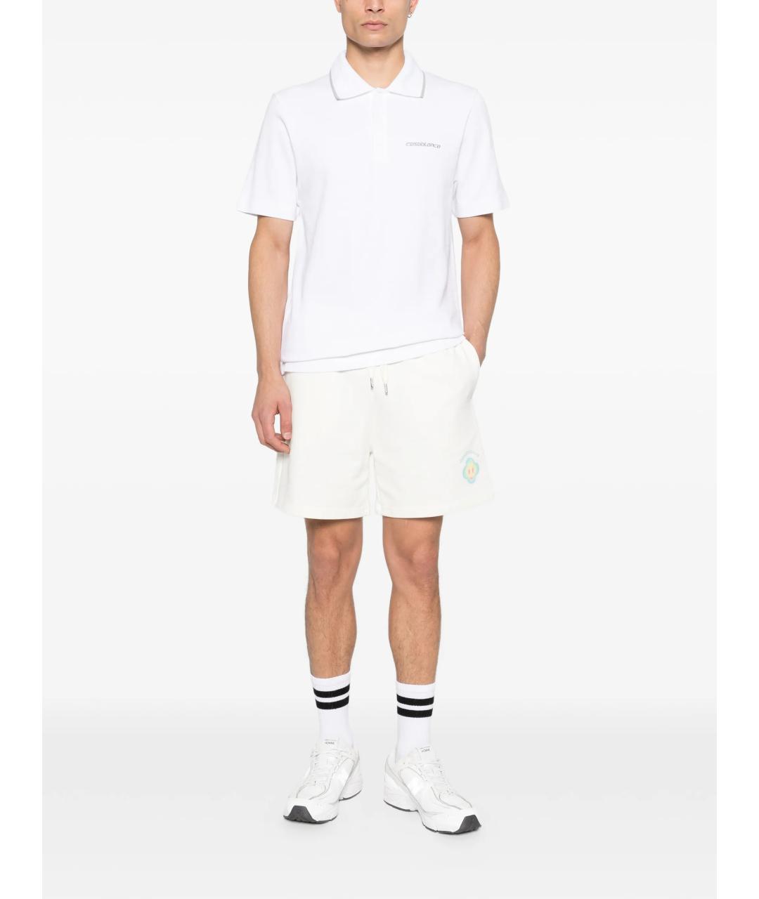 CASABLANCA Белое хлопковое поло с коротким рукавом, фото 2