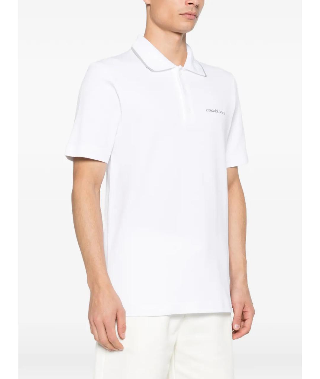 CASABLANCA Белое хлопковое поло с коротким рукавом, фото 3