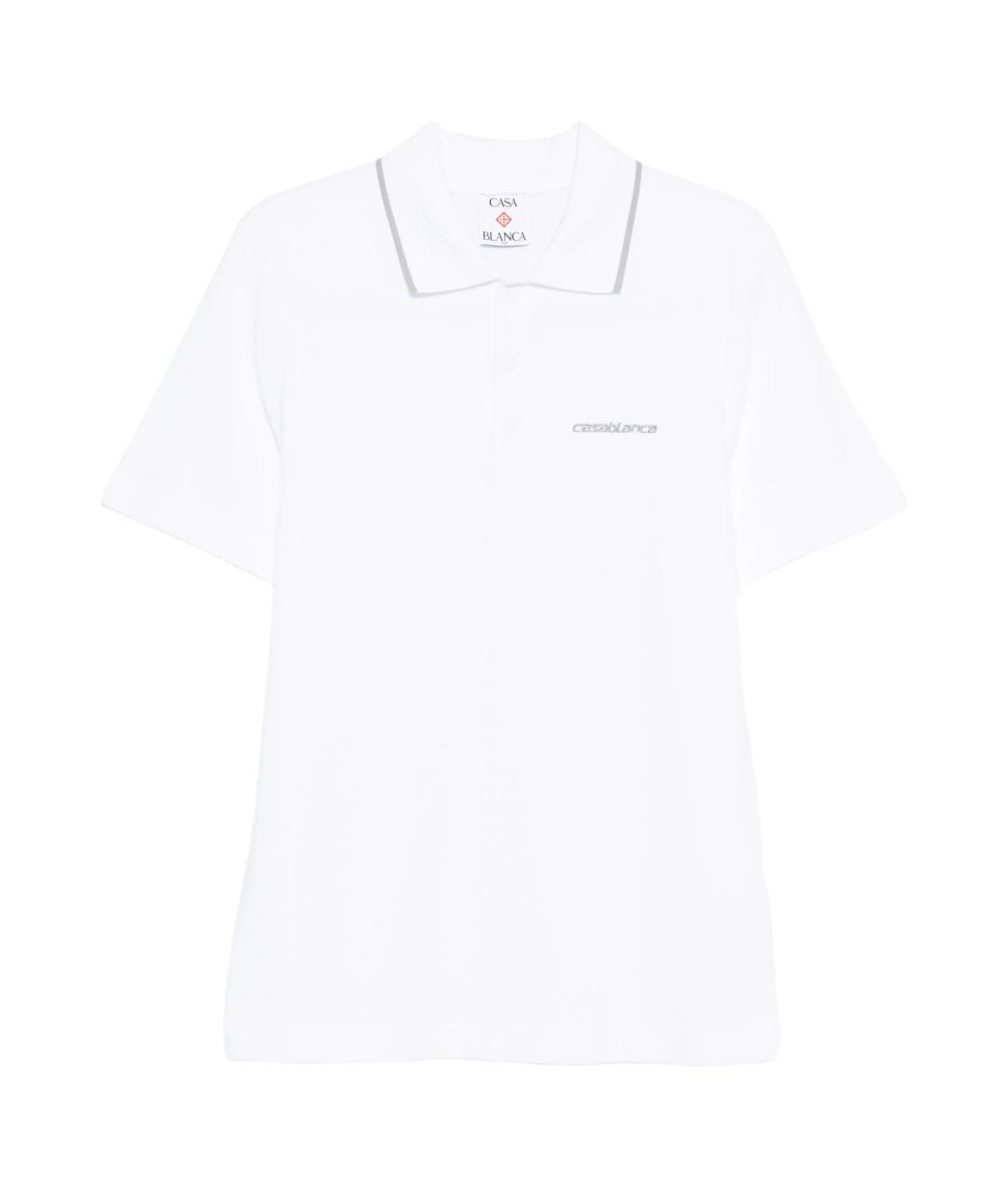 CASABLANCA Белое хлопковое поло с коротким рукавом, фото 1