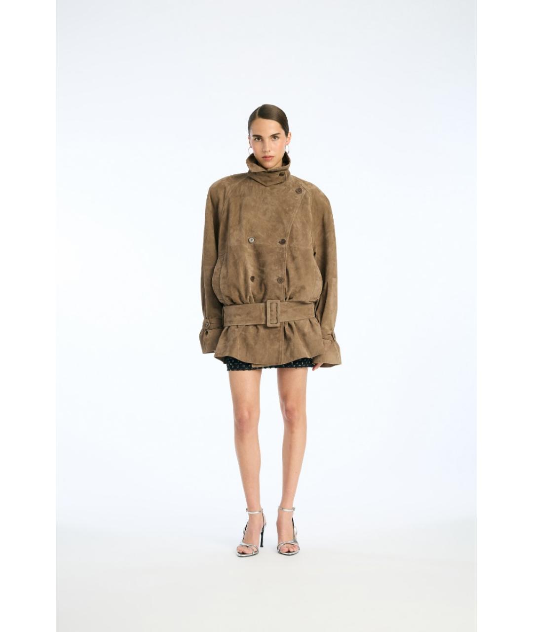 ROTATE Коричневая замшевая куртка, фото 4